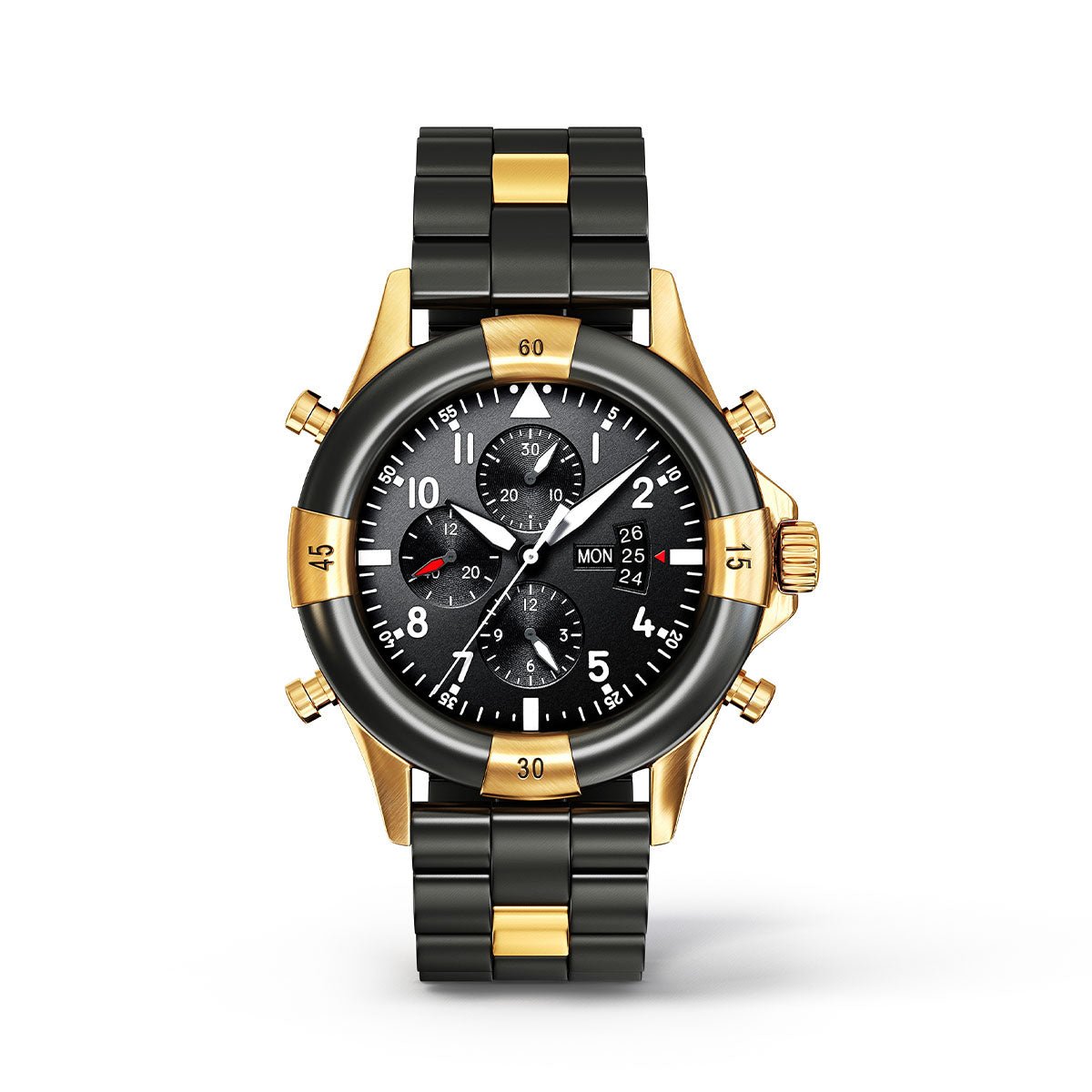 Tactical Black Steel Military Chronograph Watch - Image 3