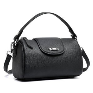Modern Genuine Leather Cylindrical Barrel Bag